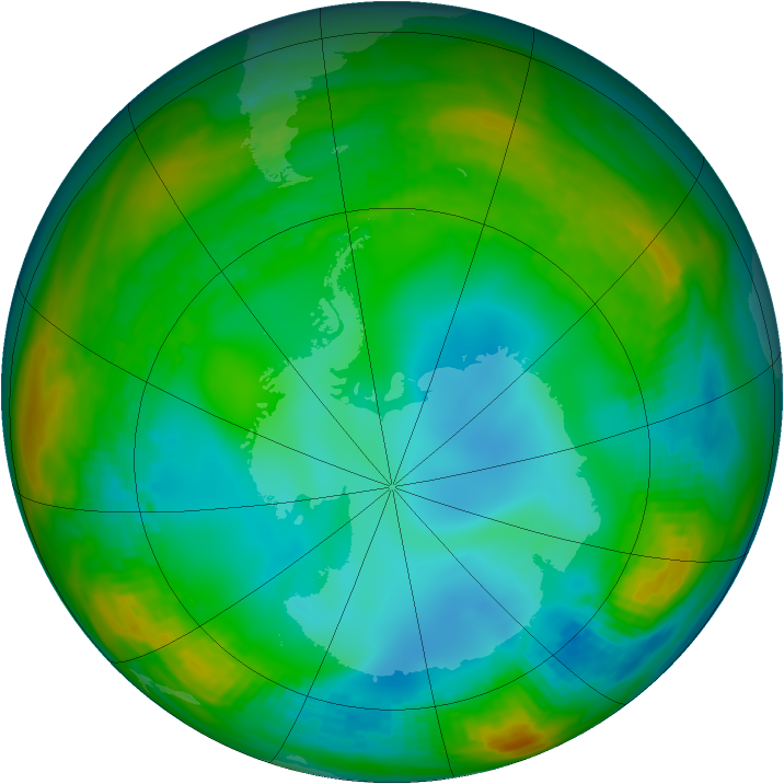 Antarctic ozone map for 14 July 1982